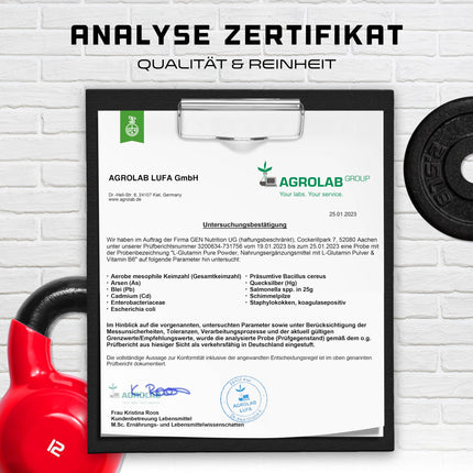 L-glutamīna pulveris - 750 g - Premium: Tīrs un īpaši smalks L-glutamīns - 100% mikronizēta L-glutamīna aminoskābe - Bez garšas Neitrāls - Laboratorijā pārbaudīts - Augsta deva - Vegāns