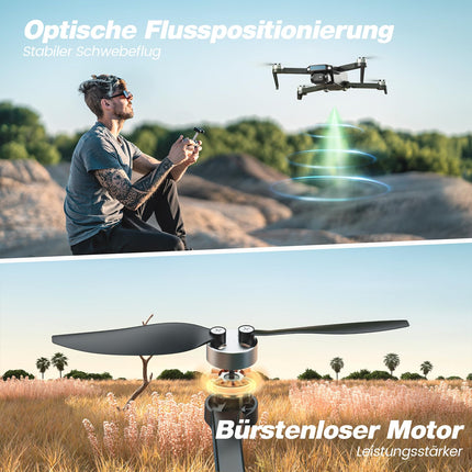 DEERC drons ar 1080P kameru bērniem, iesācējiem, D20S RC droni, salokāmi ar FPV pārraidi, 2 akumulatori, ilgs lidojuma laiks, bezkontaktu motors, augstuma noturēšana, optiskās plūsmas rotaļlieta, dāvana zēniem, C0