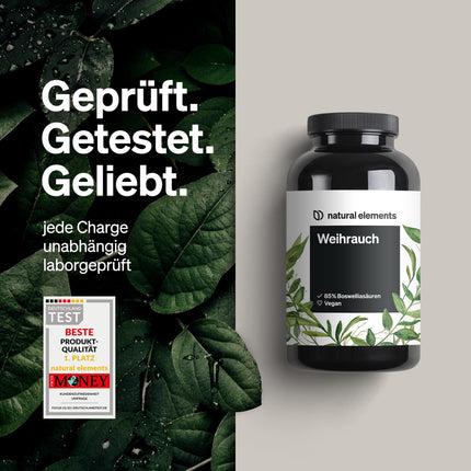 Natural Elements vīraka kapsulas – 1176 mg Indijas vīraka ekstrakta – 85% bosvelīnskābes – augsta deva un vegānisks – 5 mēnešu krājumi – ražots Vācijā un laboratorijā pārbaudīts