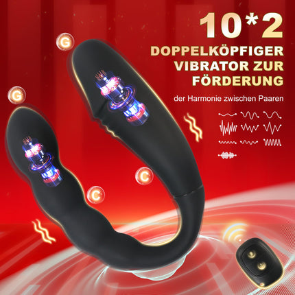 YcsLust dubultie dildo, dildo, anālais vibrators, klitora stimulators, G punkta vagīnas klitora anālā masāža, bezvadu vadības dildo, divgalvu vibratori, U veida seksa rotaļlietas sievietēm, lesbietēm, pāriem