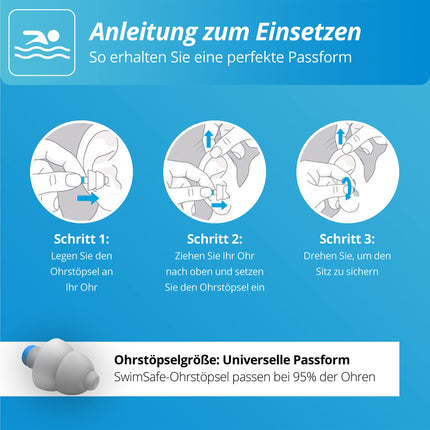 Alpine SwimSafe ausu aizbāžņi - ūdensnecaurlaidīgi ausu aizbāžņi peldēšanai, pasargā no ūdens iekļūšanas - ērts hipoalerģisks materiāls - atkārtoti lietojami