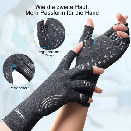 FREETOO artrīta cimdi, kompresijas cimdi reimatoīdam un osteoartrītam, artrozes cimdi, bezpirkstu cimdi mazina reimatisma, RSI, karpālā kanāla un locītavu sāpju sāpes M