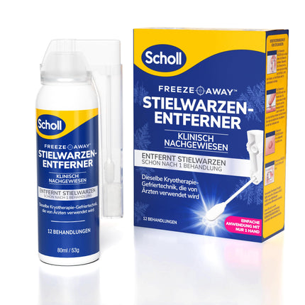 Scholl Freeze Away kārpu noņemšanas komplekts, noņem ādas izaugumus 1 procedūras laikā, klīniski pierādīts, ka noņem kārpas uz kakla, krūtīm, padusēm, muguras un cirkšņiem, 12 procedūras