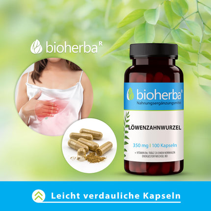 Pieneņu sakne 350 mg 100 kapsulas, augstas kvalitātes komplekss ar B6 vitamīnu aknu veselības atbalstam no BIOHERBA