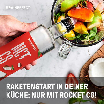 BRAINEFFECT MCT eļļa C8 (500 ml) – ražo par 300% vairāk ketonu nekā citas MCT eļļas (100% C8) – ketogēna diēta – tīrs kokosriekstu eļļas ekstrakts – ideāli piemērota ketogēnai diētai un necaurlaidīgai kafijai