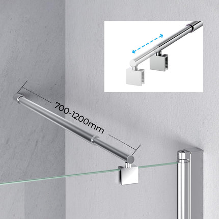 Heilmetz® satvēriena stienis dušas ekrāniem Stabilizators stiklam ar biezumu 8–10 mm Dušas dušas ekrāns Nerūsējošā tērauda apaļš satvēriena stienis 70–120 cm (1 iepakojums)