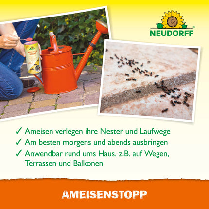 Neudorff AmeisenStopp – Gatavs lietošanai skudru pakaiši ātri padzen skudras no celiņiem un pūžņiem ap māju, bez insekticīdiem, 200 g, balts
