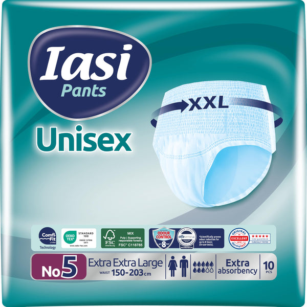 IASI Unisex augstas aizsardzības bikses, 10 vienreizējās lietošanas bikses, XXL izmērs, ĪPAŠI uzsūcošas, 10 gabali
