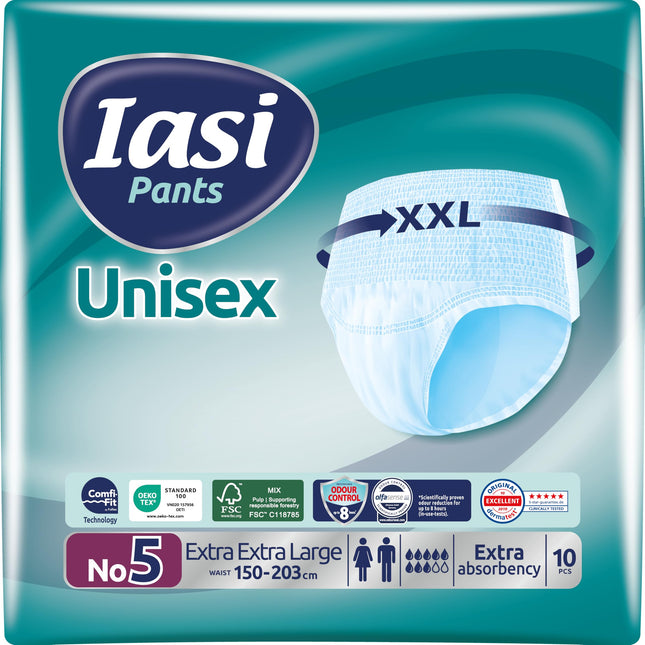 IASI Unisex augstas aizsardzības bikses, 10 vienreizējās lietošanas bikses, XXL izmērs, ĪPAŠI uzsūcošas, 10 gabali