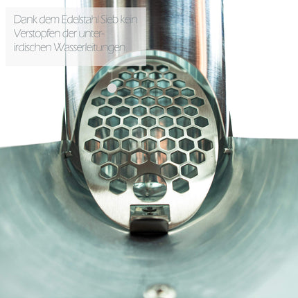 Frank Bauelemente cinka notekcaurules atloks 100 mm ar nerūsējošā tērauda sietu - titāna cinka notekcaurules atloks kā lietus ūdens savācējs, vienkārša uzstādīšana, pateicoties koniskajai formai un precīzai pārejai