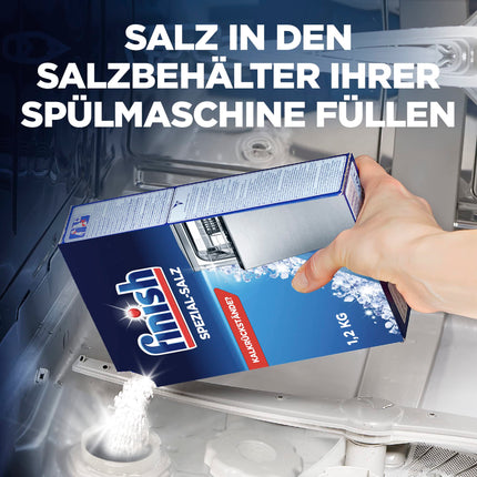 Finish Special Salt – trauku mazgājamās mašīnas sāls aizsardzībai pret kaļķakmeni un ūdens traipiem – vairāku iepakojumu komplekts ar 8 x 1,2 kg