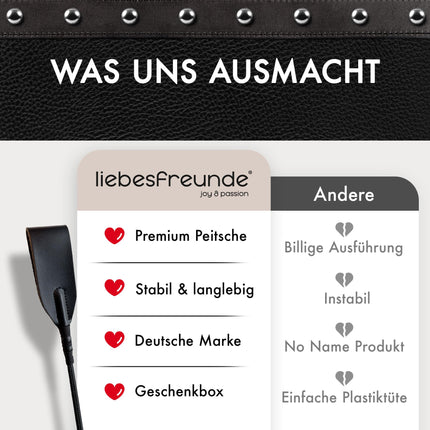 Liebesfreunde® pātaga karstiem BDSM piedzīvojumiem | SM īsa seksa rotaļlieta, ārkārtīgi izturīga sievietēm un vīriešiem | jājoša īsa seksa rotaļlieta pāriem