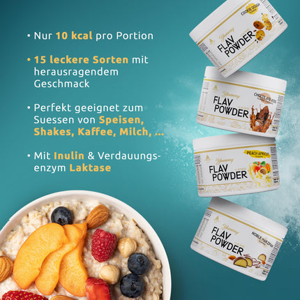 PEAK Yummy Flav pulveris - 250 g Cēla marcipāna garša | 50 porcijas | Aromatizēšanas pulveris saldināšanai gandrīz bez kalorijām un pievienota cukura | ar inulīnu un gremošanas enzīmu laktāzi | vegāns