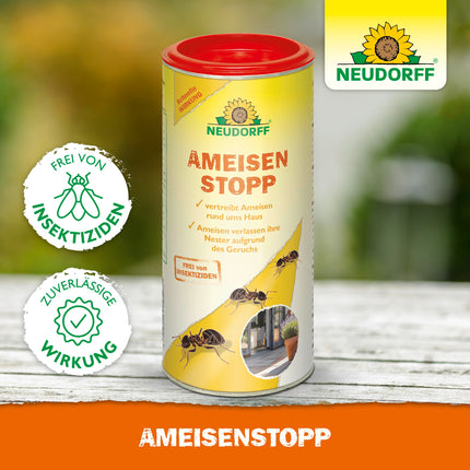 Neudorff AmeisenStopp – Gatavs lietošanai skudru pakaiši ātri padzen skudras no celiņiem un pūžņiem ap māju, bez insekticīdiem, 200 g, balts