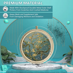 Tablešu kastīte Tablešu kastīte ar spoguli Retro maza tablešu kastīte makam vai kabatai Bronzas krāsas tablešu kastīte vitamīniem, zivju eļļai, uztura bagātinātājiem, tabletēm, kas satur ceļojumu dāvanas (2 gab.)