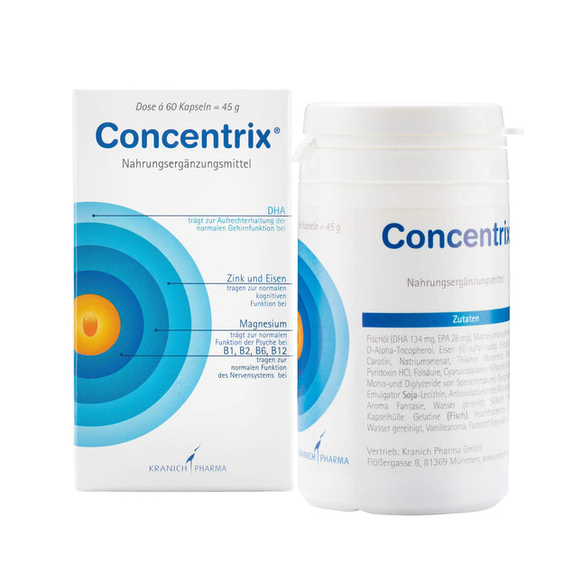 Concentrix® izmēģinājuma iepakojums, 60 kapsulas koncentrēšanās un uzmanības uzlabošanai