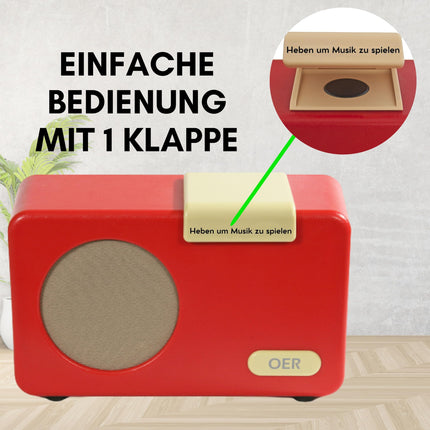 OER mūzikas atskaņotājs, mūzikas kastīte demences pacientiem, senioru radio ar ērtu lietošanu, īpaši senioriem ar Alcheimera slimību, dāvana cilvēkiem ar demenci, demences līdzeklis (sarkans)