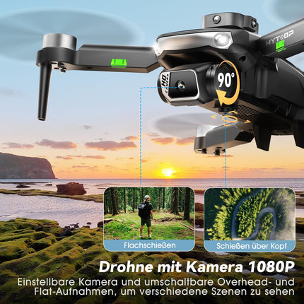 HYTOBP S165 MAX drons ar 2 kamerām 1080P pieaugušajiem, mini droni ar kameru bērniem/iesācējiem, drons ar 40 minūšu lidojuma laiku (3 baterijas), 5G WiFi FPV pārraide, pacelšanās/nosēšanās, nospiežot pogu