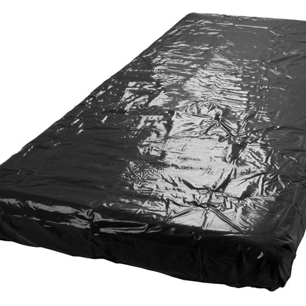 Fetish Collection PVC palags ar gumiju - spīdīga vinila palags sievietēm un vīriešiem, mitrs izskats, mitras spēles gultā, melns
