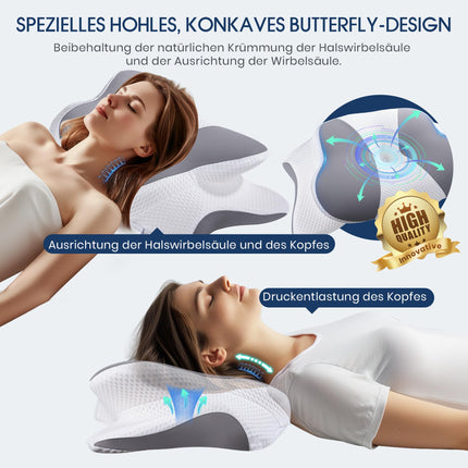 Ortopēdiskais spilvens kaklam, galvas spilvens kakla sāpēm, atmiņas putu spilvens kakla un plecu sāpēm, ergonomisks galvas spilvens sānu, muguras un vēdera gulētājiem, 64 x 39 x 14/10 cm