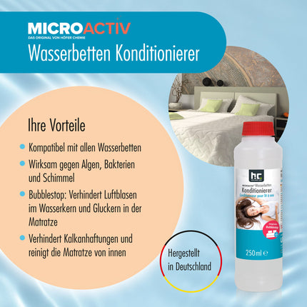 Höfer Chemie 4 x 250 ml Microactiv ūdensgultas kondicionieris ar burbuļu novēršanas līdzekli visām ūdensgultām