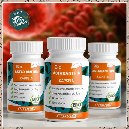 ORGANISKAS Astaksantīna kapsulas 60x - Astaksantīns augstā devā un organisks - 8 mg astaksantīna vienā kapsulā - Algamo® Premium Astaksantīns no asinsaļģēm (Haematococcus pluvialis) - laboratorijā pārbaudīts ar sertifikātu
