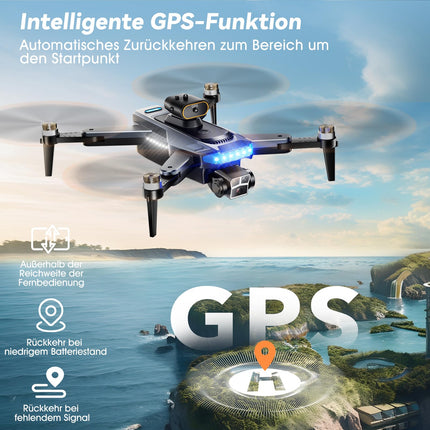 HYTOBP P17 GPS drons ar 4K kameru pieaugušajiem, 4K GPS drons ar bezkontaktu motoru, 3 akumulatori, 5G WiFi pārraide, FPV RC droni ar 3 kamerām, sekojiet man, automātiska atgriešanās, svars zem 249 g