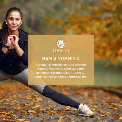 Luondu® MSM 2000 mg ar C vitamīnu dienā - 365 MSM tabletes ar augstu devu - MSM sēra tabletes - MSM ar augstu devu, vegānisks un bez piedevām