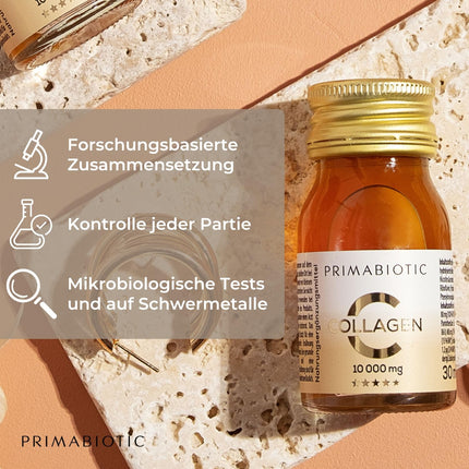 Primabiotic Collagen - kolagēna iepakojums 30 pudeles 30 ml - augsts kolagēna saturs [10 000 mg] - hidrolizēts - augstas kvalitātes - 900 ml - absorbcija 95% (30)