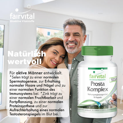 Fairvital | Prosta Complex - VEGĀNS - AUGSTA DEVA - 90 kapsulas - ar selēnu, cinku, zāģzobaino palmu, likopēnu, beta-sitosterīnu un opunciju