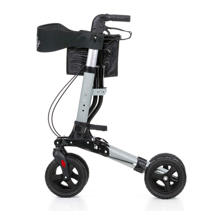 REHASHOP vieglais rollators Butterfly antracīta krāsā ar mīkstām riepām un spieķa turētāju - salokāms un viegls