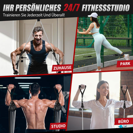 Fitnesa lentu komplekts, 150 mārciņu pretestības lentes ar durvju enkuru, rokturi, potīšu siksnas, 5 pretestības līmeņi, pārnēsājamas, ideāli piemērotas spēka treniņiem, Pilates, fizikālajai terapijai, vīriešiem un sievietēm