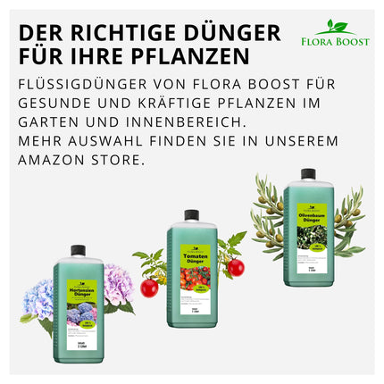 Flora Boost olīvkoka mēslojums Flora Boost 500ml I Līdz 100 litriem apūdeņošanas ūdens I Ilgtermiņa mēslojums uzlabotai ziedēšanai I Šķidrs lapu un sakņu mēslojums I 100% dabīgs augu mēslojums
