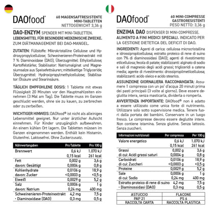 DAOfood - DAO deficīta diētas pārvaldība - 60 mini kuņģa sulu šķīstošo tablešu dozators - DAO enzīms