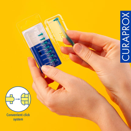 Curaprox starpzobu birstes CPS 06 prime, uzpilde, 8 gab., 0,6 mm diametrs, 2,2 mm efektivitāte, tirkīza krāsā, uzpildes iepakojums, bez turētāja