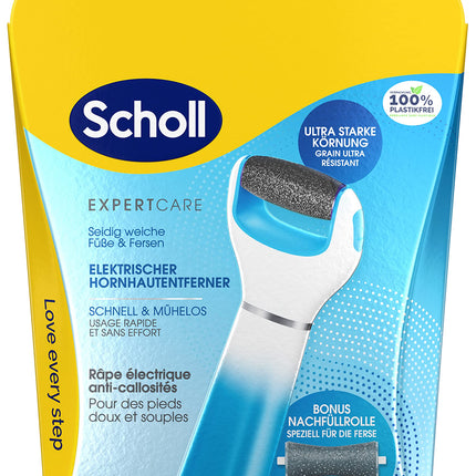 Scholl Expert Care, tulznu noņemšana zīdaini mīkstām pēdām, elektrisks tulznu noņemšanas līdzeklis ātrai un vienkāršai lietošanai (ar jūras minerālu rullīti precīziem rezultātiem, 1 ierīce, ieskaitot rullīti) 1 gab.