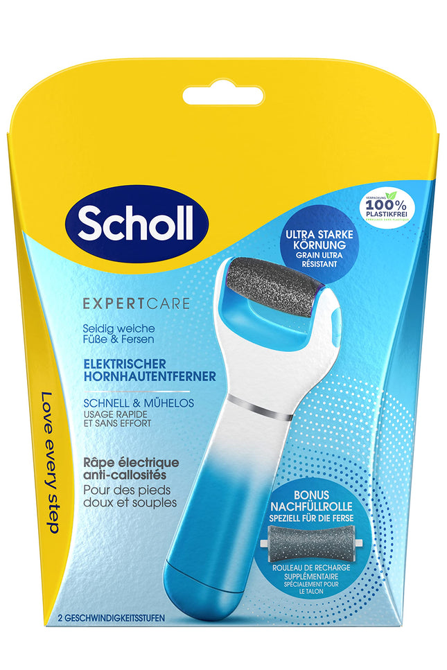 Scholl Expert Care, tulznu noņemšana zīdaini mīkstām pēdām, elektrisks tulznu noņemšanas līdzeklis ātrai un vienkāršai lietošanai (ar jūras minerālu rullīti precīziem rezultātiem, 1 ierīce, ieskaitot rullīti) 1 gab.