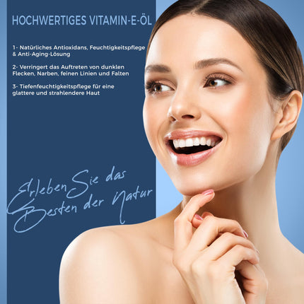 Kanzy E vitamīna eļļas organiskie pilieni kosmētikai 60 ml 100% dabīgs d-alfa-tokoferols, pretgrumbu, pretnovecošanās līdzeklis, tīra E vitamīna eļļa pret visu veidu grumbām, sejai, nagiem un matiem