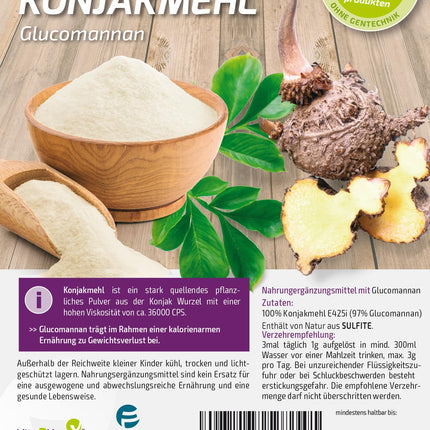 Vita2You konjaka milti 250g - smalks glikomanāna pulveris - bez glutēna - konjaka sakne - iepakojums ar rāvējslēdzēju - augstākā kvalitāte