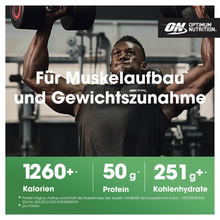Optimum Nutrition Serious Mass augstas kaloritātes proteīna pulveris masas veidošanai ar 25 vitamīniem un minerālvielām, kreatīna monohidrātu un glutamīnu, šokolādes garšu, 16 porcijas, 5,45 kg