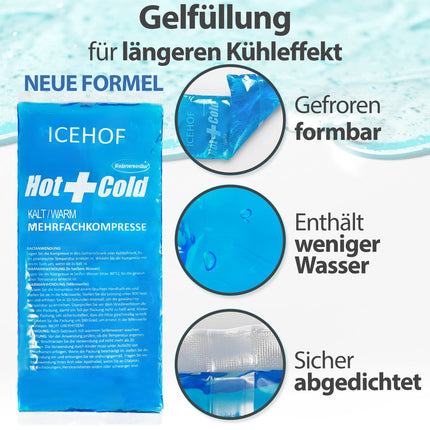 ICEHOF Kühlpad mit Vlies-Hülle - Kuschelweich, lange Kühldauer - Kühlpack Gel Kühlakku Kühlgel Kühlkompresse Kälte-Kompresse Kühlkompressen Kühlbeutel Eisbeutel Blau