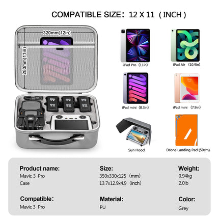 Tomat Mavic 3 Pro soma, ceļojumu soma DJI Mavic 3 Pro Fly komplektam, aksesuāri, somas aizsargs, akumulators DJI Mavic 3 Pro RC vadībai