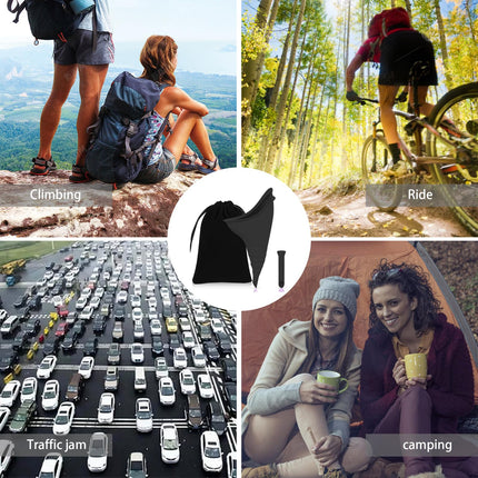 Urinella sievietēm, urinēšanas palīglīdzeklis sievietēm ar viengabala urinēšanas piltuvi, pārnēsājams, atkārtoti lietojams pisuārs sievietēm. Ideāli piemērots aktivitātēm brīvā dabā, kempinga tualetēm, festivāliem un ceļošanai. (Melns)