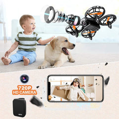 4DRC mini drons ar 720P HD kameru bērniem, FPV 2.4G WiFi, uzlabots propellera aizsargs, 3D apgriešana, cīņas režīms, gravitācijas indukcija, augstuma noturēšana, bezgalvas režīms, pacelšanās/nosēšanās ar vienu taustiņu.