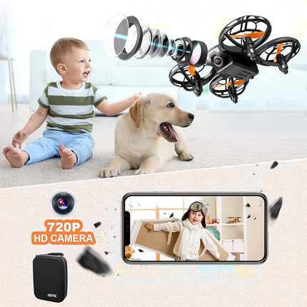 4DRC mini drons ar 720P HD kameru bērniem, FPV 2.4G WiFi, uzlabots propellera aizsargs, 3D apgriešana, cīņas režīms, gravitācijas indukcija, augstuma noturēšana, bezgalvas režīms, pacelšanās/nosēšanās ar vienu taustiņu.