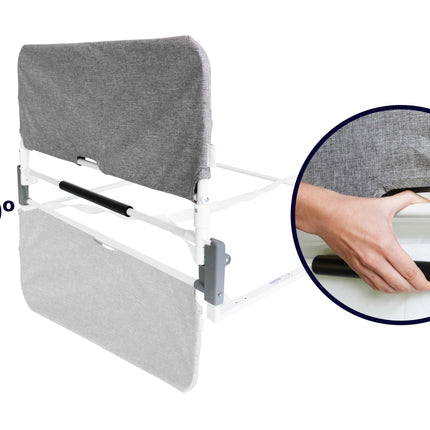 KMINA - Gultas aizsargbarjera, salokāma no 90 līdz 180 cm, regulējama stāvgulta senioriem, salokāma pieaugušajiem