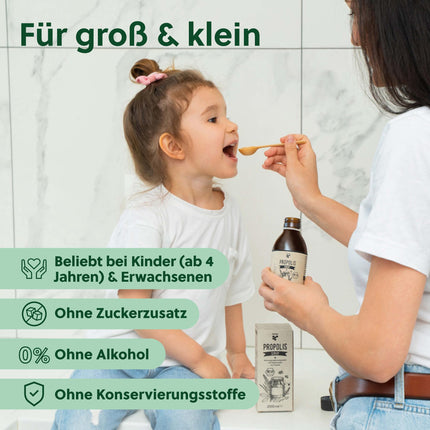 beegut BIOLOĢISKAIS propolisa sīrups ar propolisu, medu, ceļmallapu, deviņvīru spēku un lakricas sakni, 200 ml sīrupa, piemērots arī bērniem, sertificēts BIOLOĢISKAIS