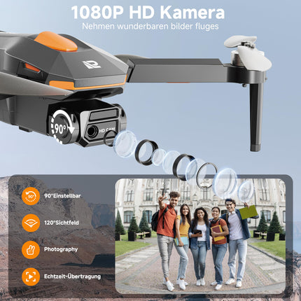 PLEGBLE drons ar kameru bērniem un pieaugušajiem, bezkontaktu motora mini drons FPV RC kvadrokopters ar WiFi 1080P, augstuma noturēšana, 3D apgriešana, bezgalvas režīms, rotaļlietas un dāvanas zēniem iesācējiem