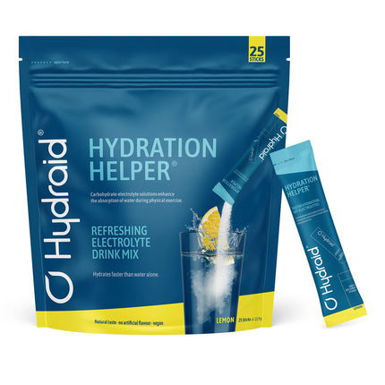 Hydraid Hydration Helper® CITRONS – Elektrolītu pulveris ar 1118 mg elektrolītiem labākai ūdens absorbcijai sporta laikā un ātrai atjaunošanās procesam – 25 nūjiņas ar citrona garšu