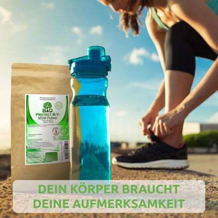 MSM pulveris 500g - 99,9% tīrs - Bez piedevām - Vegāns - 1/2 kg Premium MSM - Metilsulfonilmetāns - Organiskais sērs no Bio Protect